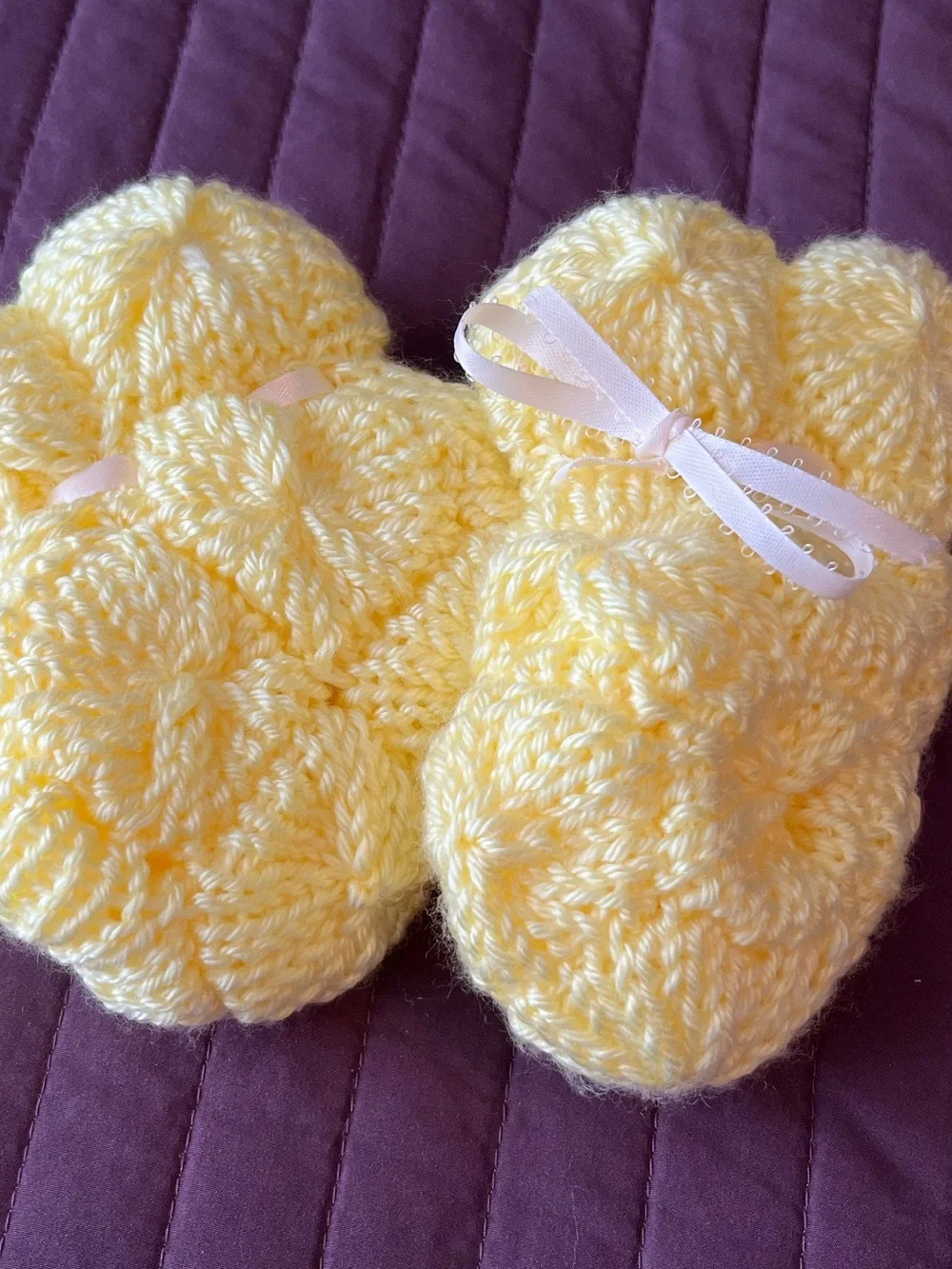Handmade Knit & Crochet Baby Booties Socks Gift Set 4 Pairs